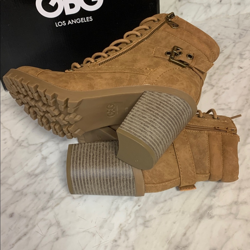 G by Guess Tan Lace-Up high heel Boots W Side Zip Size 8.5 NEW with Box Jaydyn2 - Picture 4 of 10